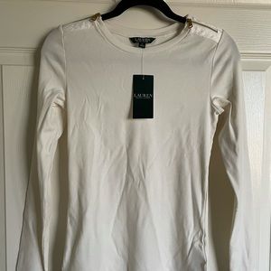 RALPH LAUREN LONG SLEEVED ZIPPERED COTTON TEE